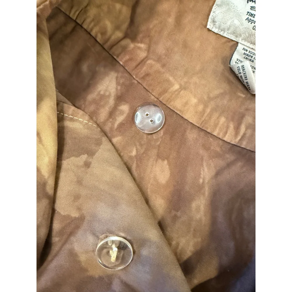 Vintage American Rag brown tie-dye cropped jacket double-breasted embroidered 1X